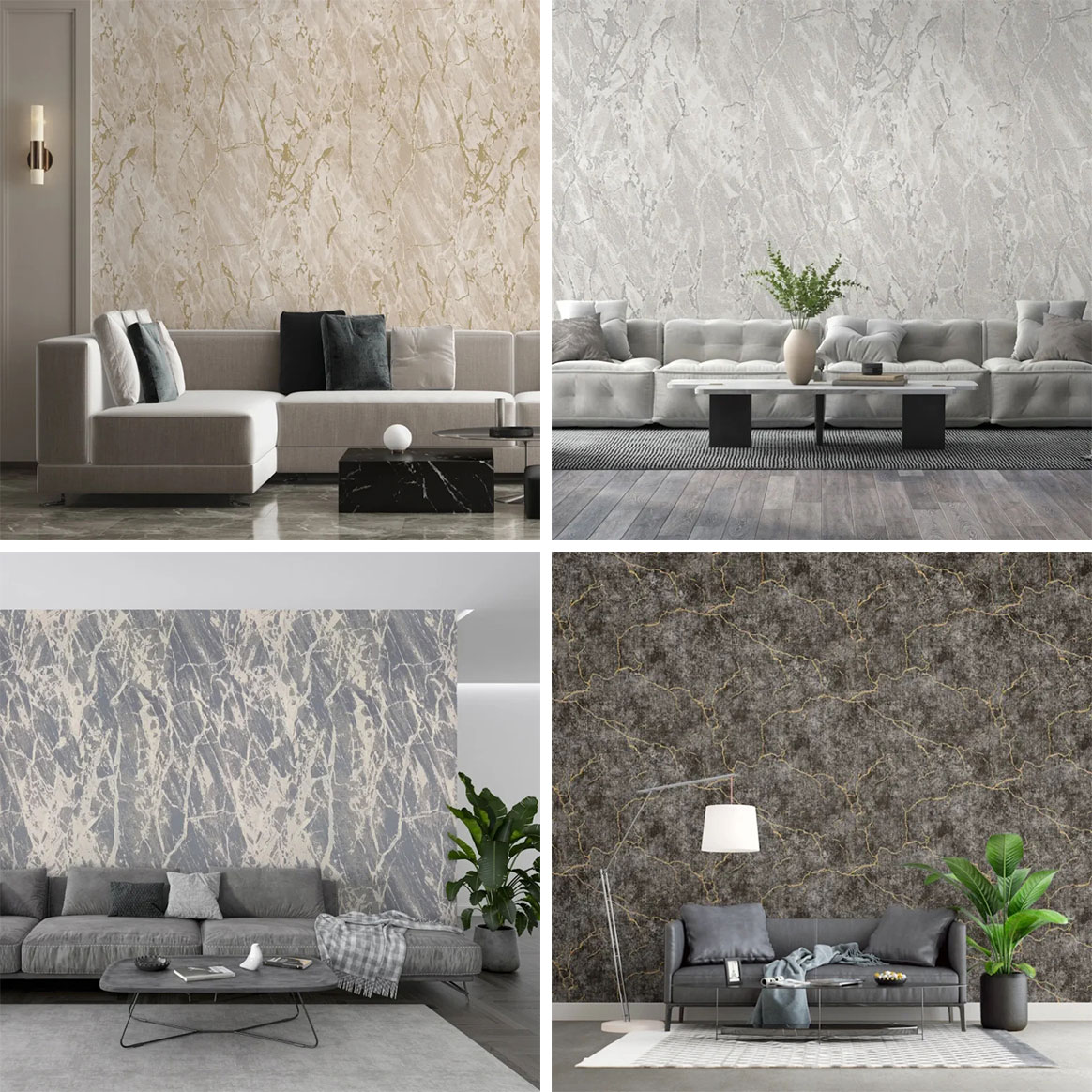 استفاده از طرح ماربل و مرمر برای کاغذ دیواری در فضاهای پذیرایی و اتاق خواب