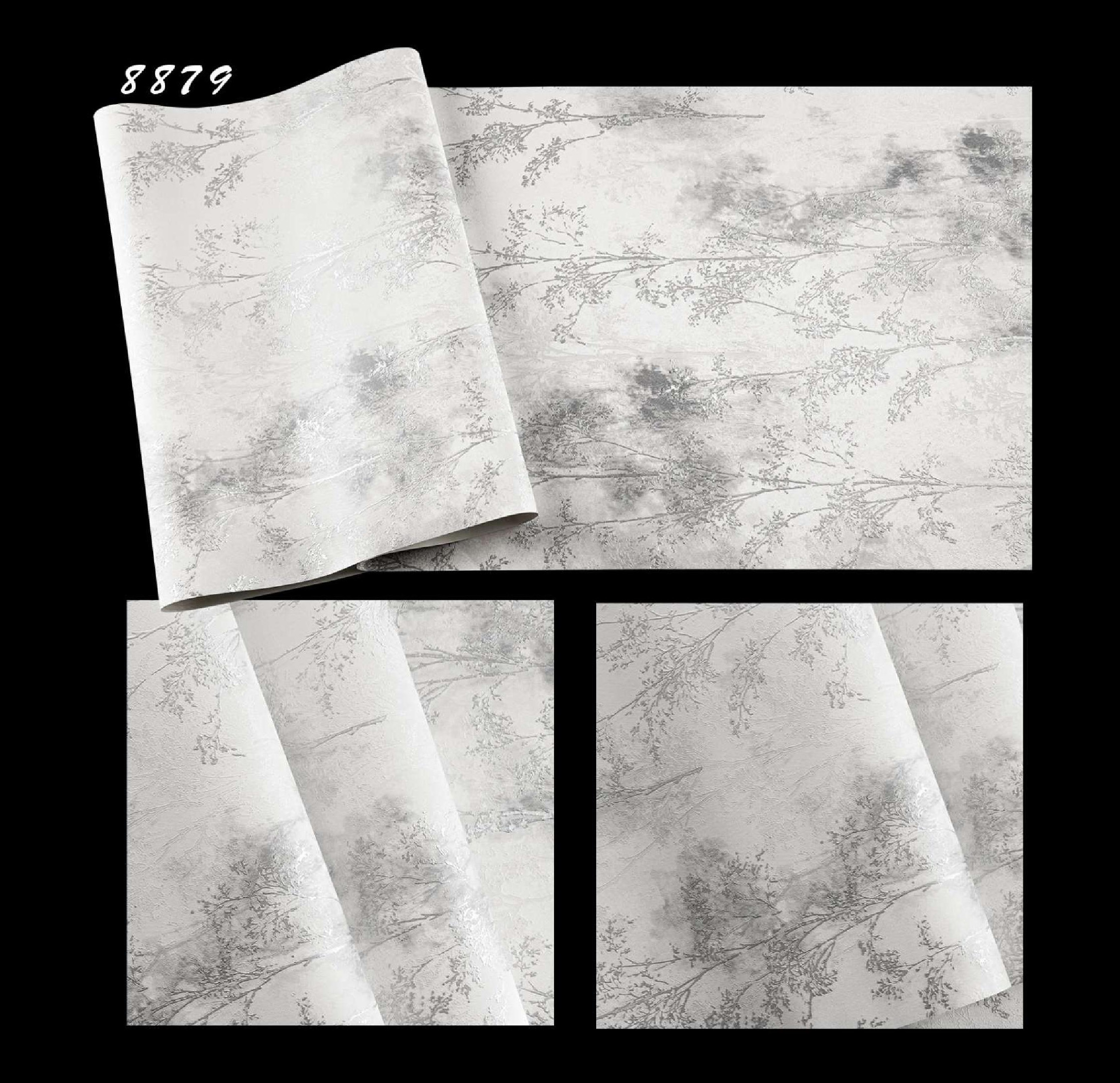 دیوار شاخص با کاغذ دیواری شاخ و برگ سرمهای کد 8879 آلبوم AGNES