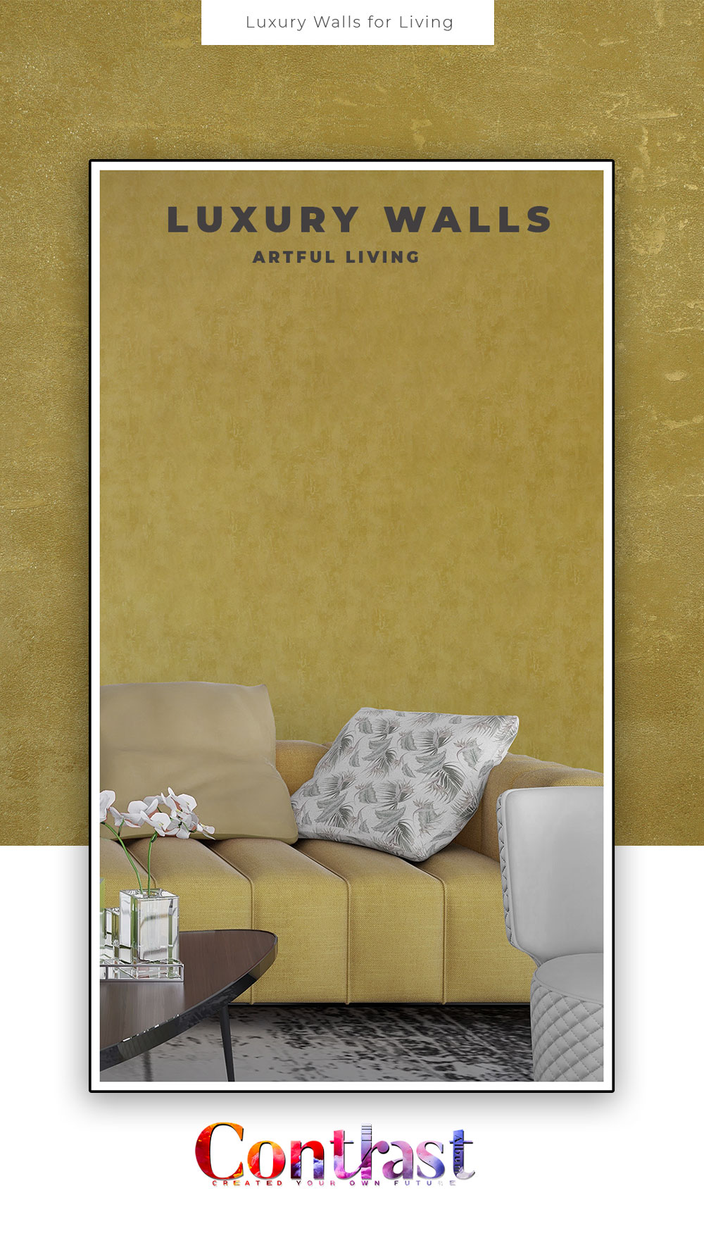 کاغذ دیواری قهوه‌ای گرم کد 8113 از آلبوم کانتراست دیار دکور، مناسب پذیرایی و نشیمن لوکس