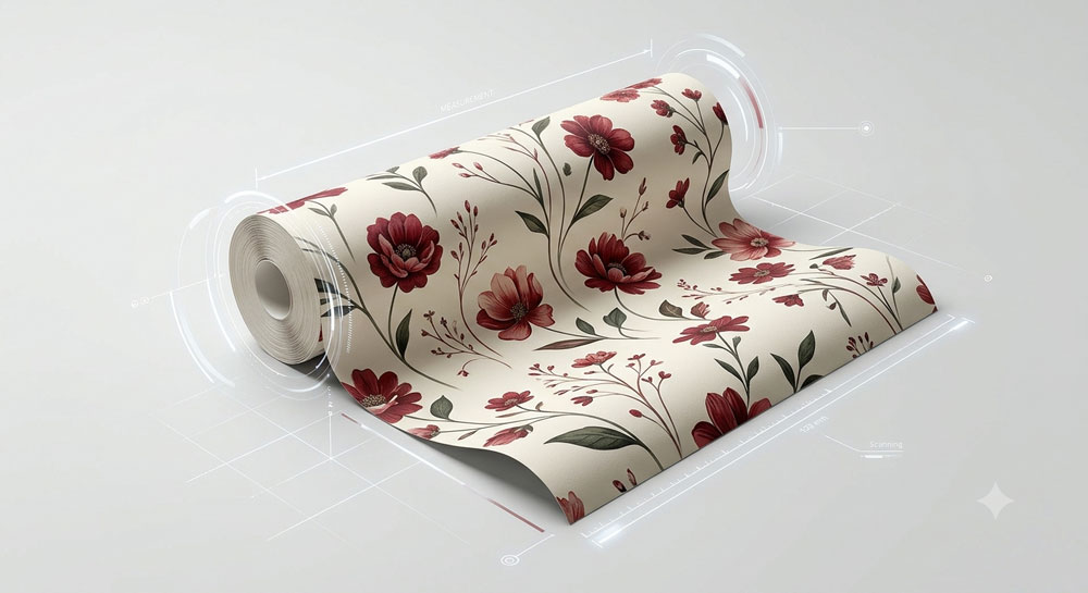 یک کاغذ دیواری رول شده
